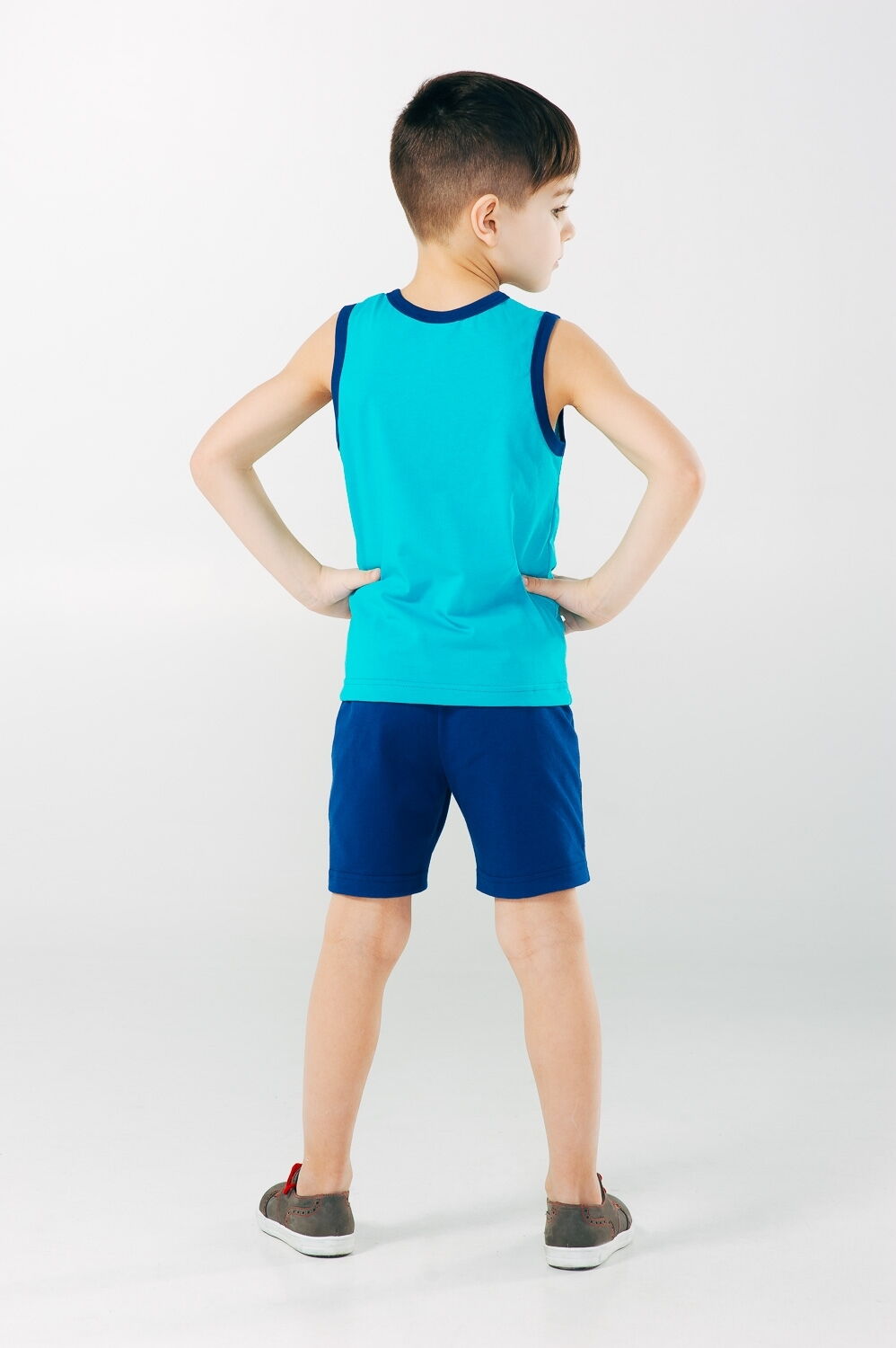 Комплект для мальчика (майка+шорты) SMIL Мечтатели бирюзовый 113253 - размеры