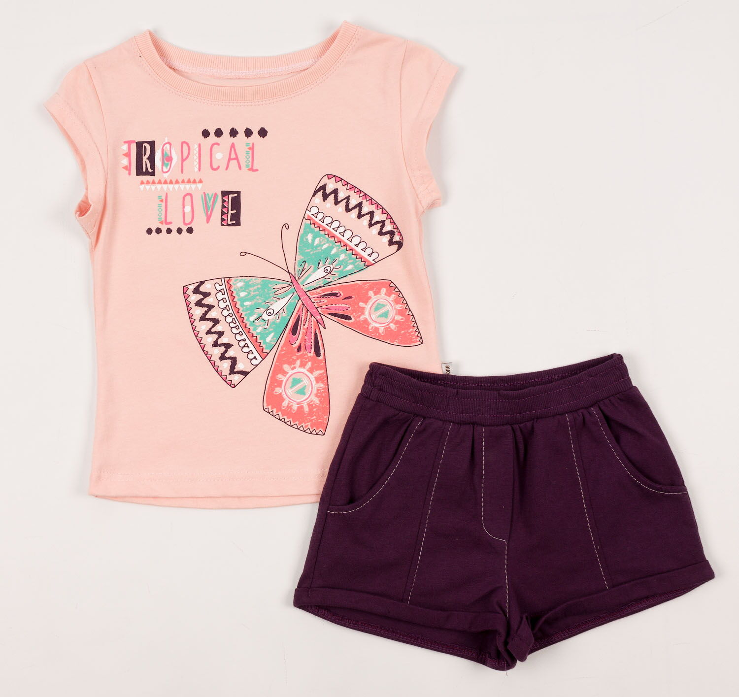Комплект летний  (футболка+шорты) для девочки  Robinzone персиковый КС-203 - цена