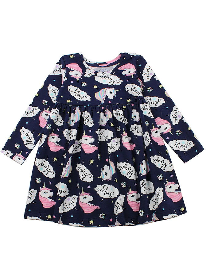 Платье для девочки Фламинго Единорожки синее 100-420 - цена