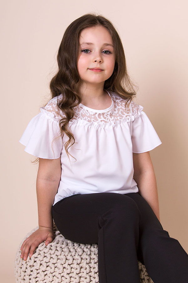 Блузка для девочки Mevis белая 5101-02 - фото