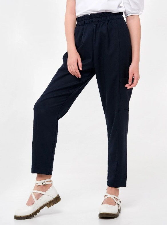 Трикотажные брюки-карго для девочки SMIL темно-синие 115497 - цена