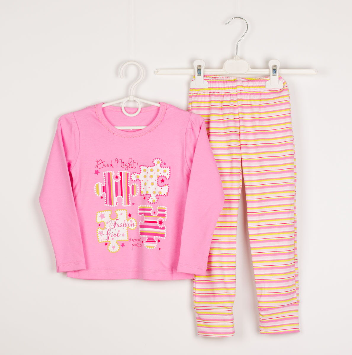 Пижама для девочки Фламинго Пазлы розовая 245-222 - цена