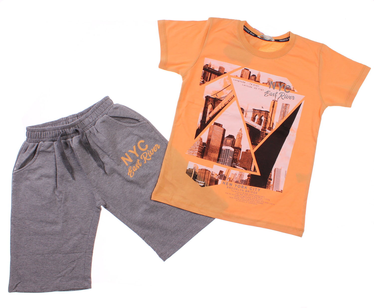 Комплект футболка и шорты Breeze NYC желтый 12423 - фото