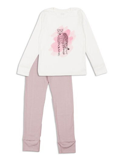 Пижама для девочки Фламинго Леопард молочная 247-212 - цена
