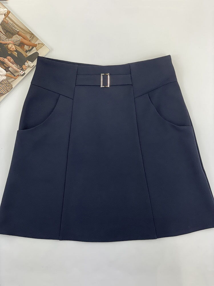 Школьная юбка для девочки Mevis синяя 2841-01 - цена