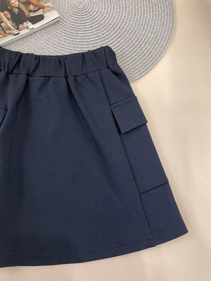 Юбка школьная для девочки Mevis синяя 5136-02 - размеры