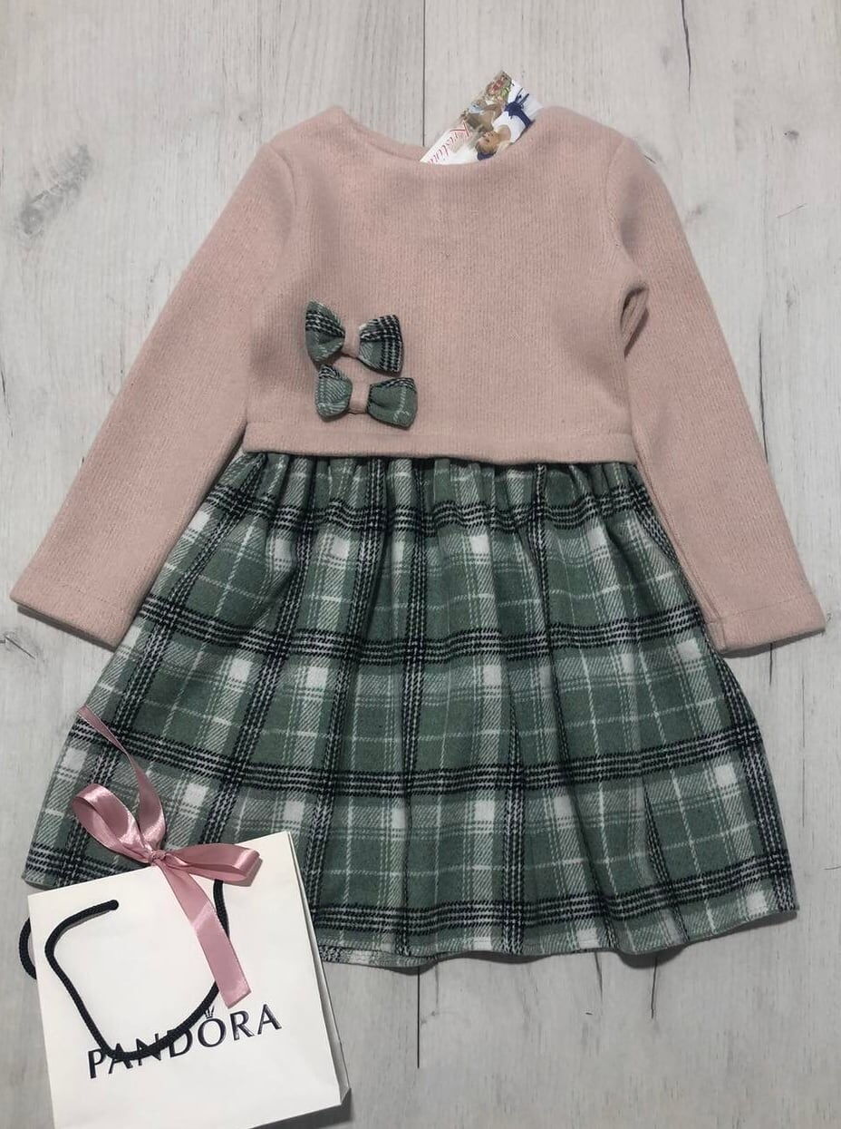 Тёплое платье для девочки Kristina Kids розовое 2414 - цена