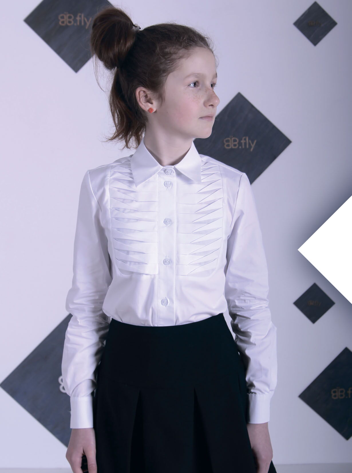 Блузка с длинным рукавом для девочки B.Fly Оливия белая - цена