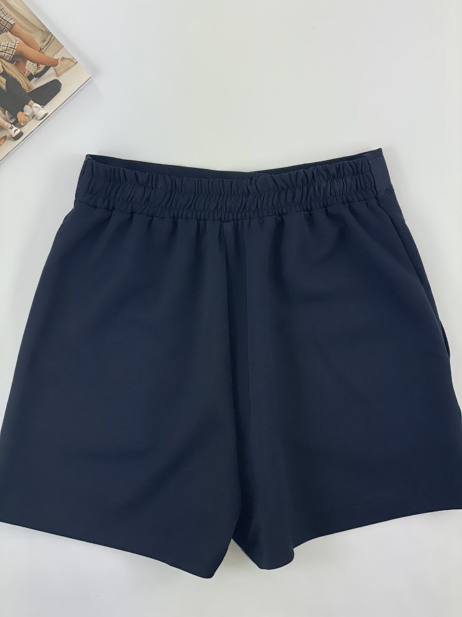 Школьные шорты для девочки Mevis синие 3795-01 - фотография