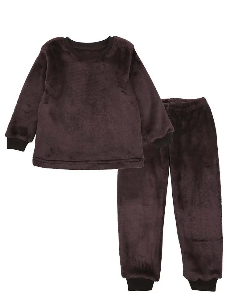 Пижама детская вельсофт Фламинго коричневая 855-909 - цена