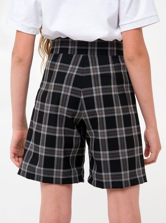 Школьные шорты-бермуды для девочки SMIL Клетка черные 112370 - размеры