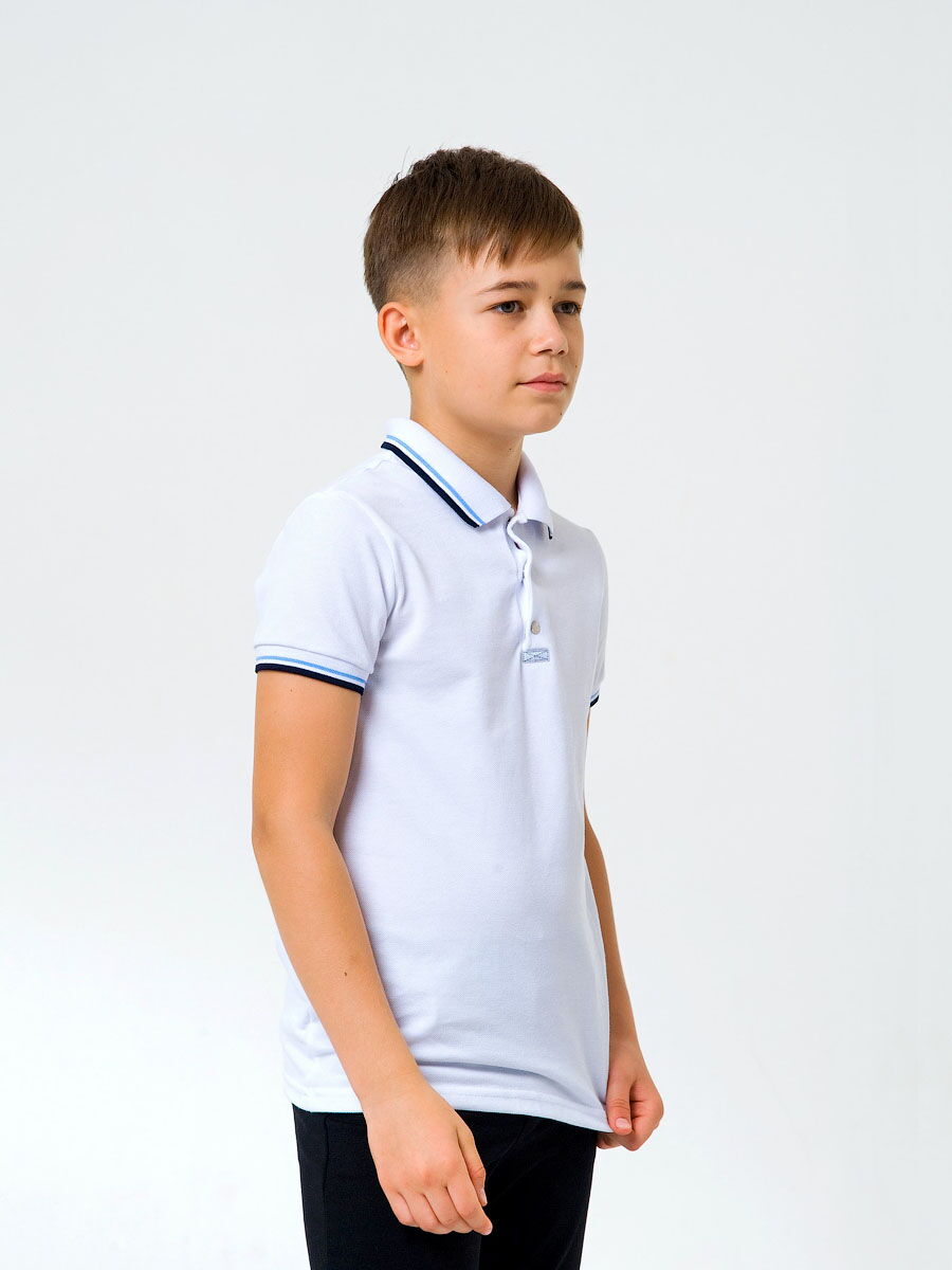 Футболка-поло с коротким рукавом для мальчика SMIL белая 114730/114731 - фотография