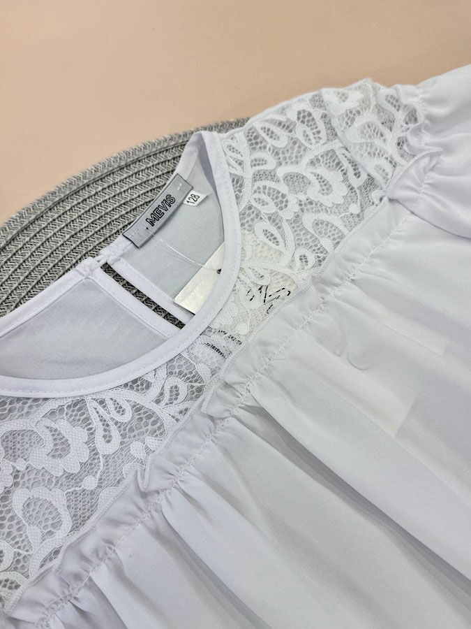 Блузка для девочки Mevis белая 5101-02 - купить