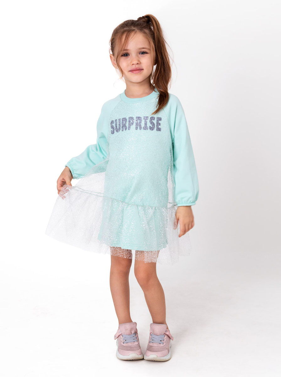 Трикотажное платье для девочки Mevis Surprise мятное 4051-03 - цена
