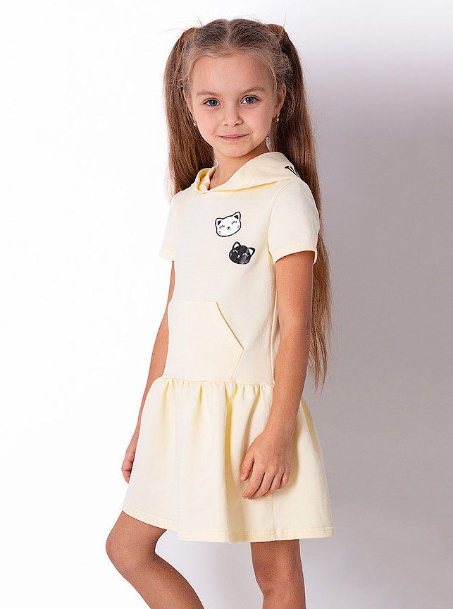 Трикотажное платье для девочки Mevis молочное 3736-02 - цена