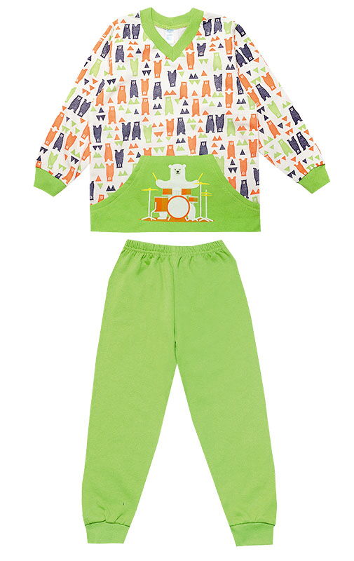 Утепленная пижама для мальчика GABBI салатовая 11888 - цена