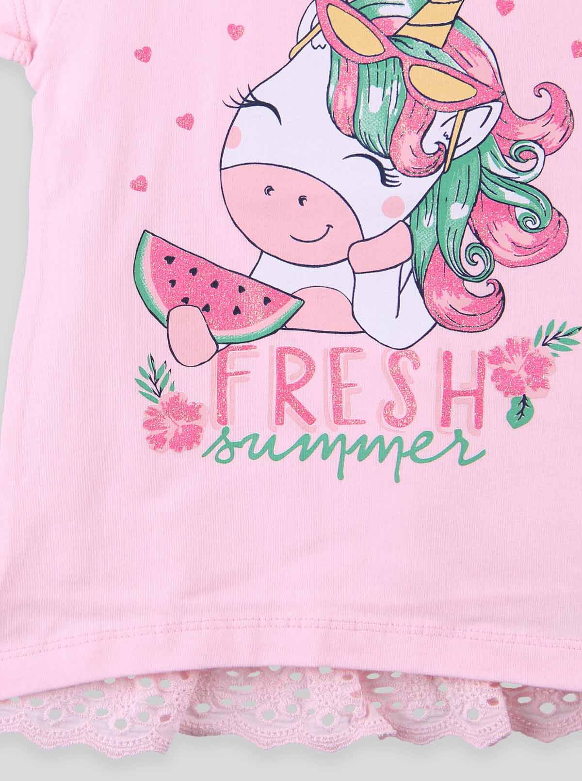 Комплект футболка и бриджи для девочки Breeze Единорог розовый 13741 - размеры