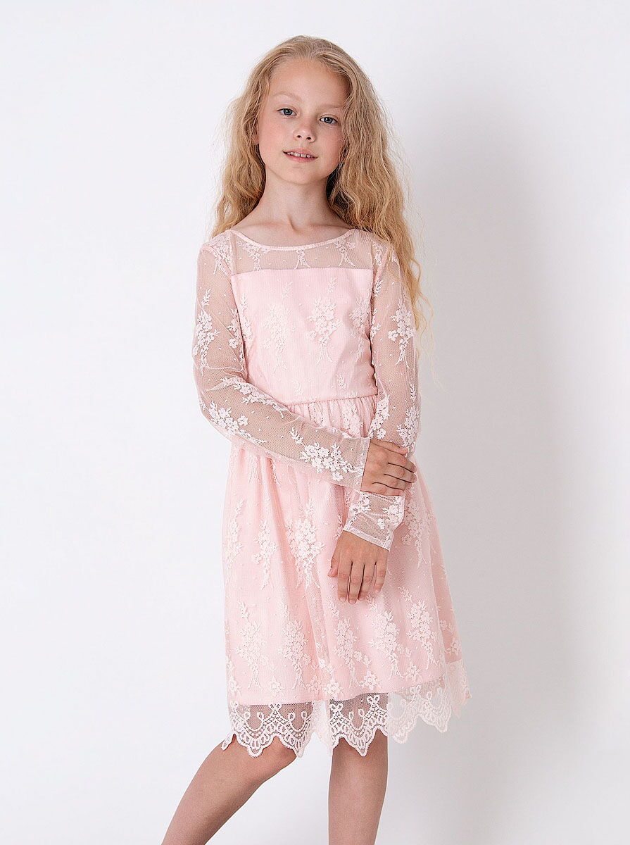 Нарядное платье для девочки Mevis пудра 4048-01 - размеры