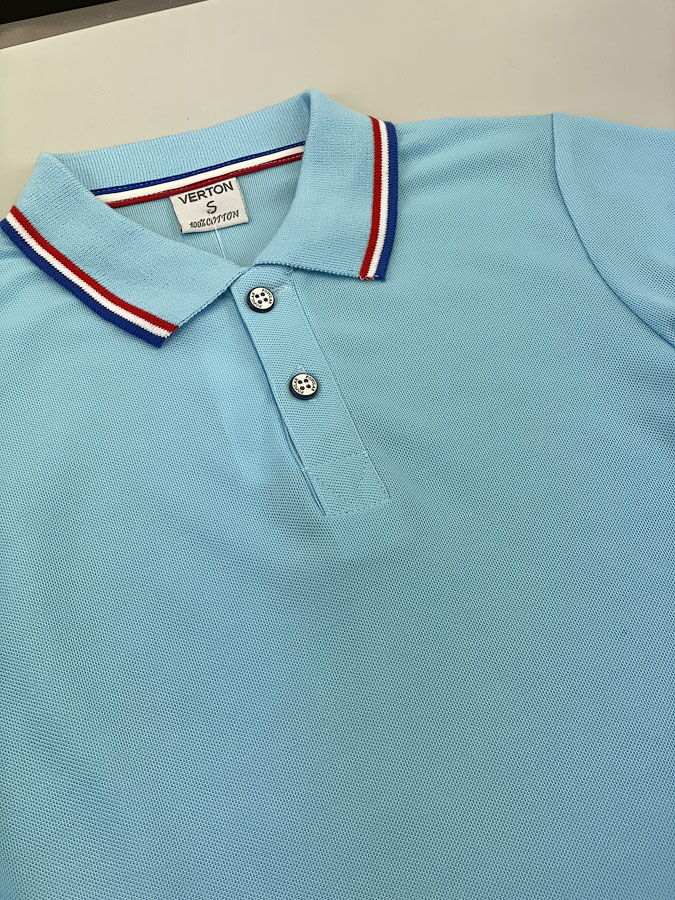 Футболка-поло для мальчика Verton голубая 137 - размеры