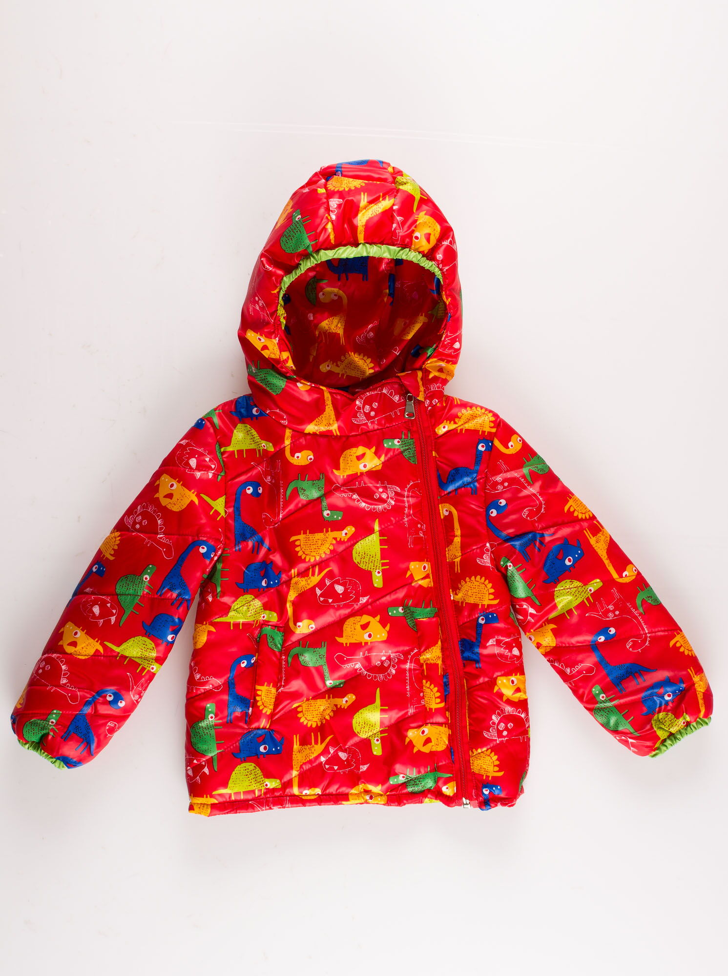 Куртка для девочки ОДЯГАЙКО Динозавры красная 22094О  - цена