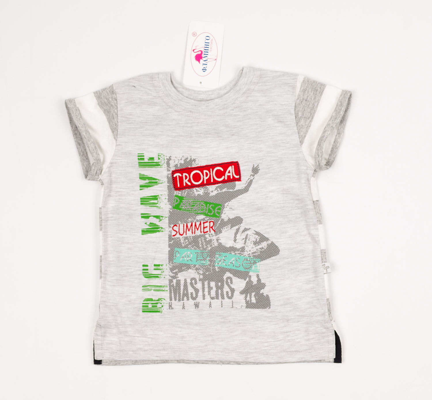 Комплект для мальчика (футболка+шорты) Фламинго серый 905-110 - купить