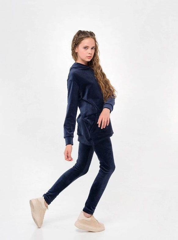 Велюровый костюм для девочки SMIL темно-синий 117313 - фотография