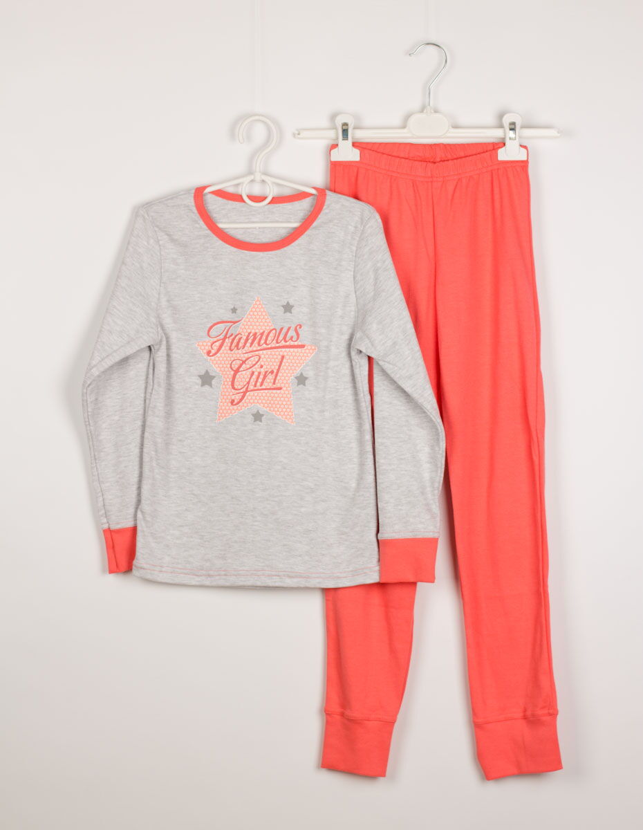 Пижама для девочки Фламинго Звезда серая 247-212 - цена