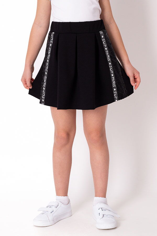 Трикотажная школьная юбка для девочки Mevis черная 3776-02 - цена