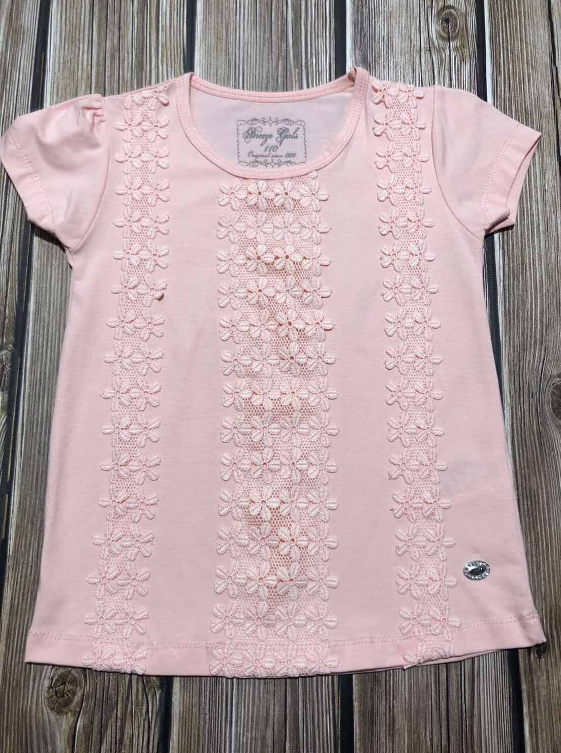 Нарядная футболка для девочки Breeze персиковая 14536 - цена