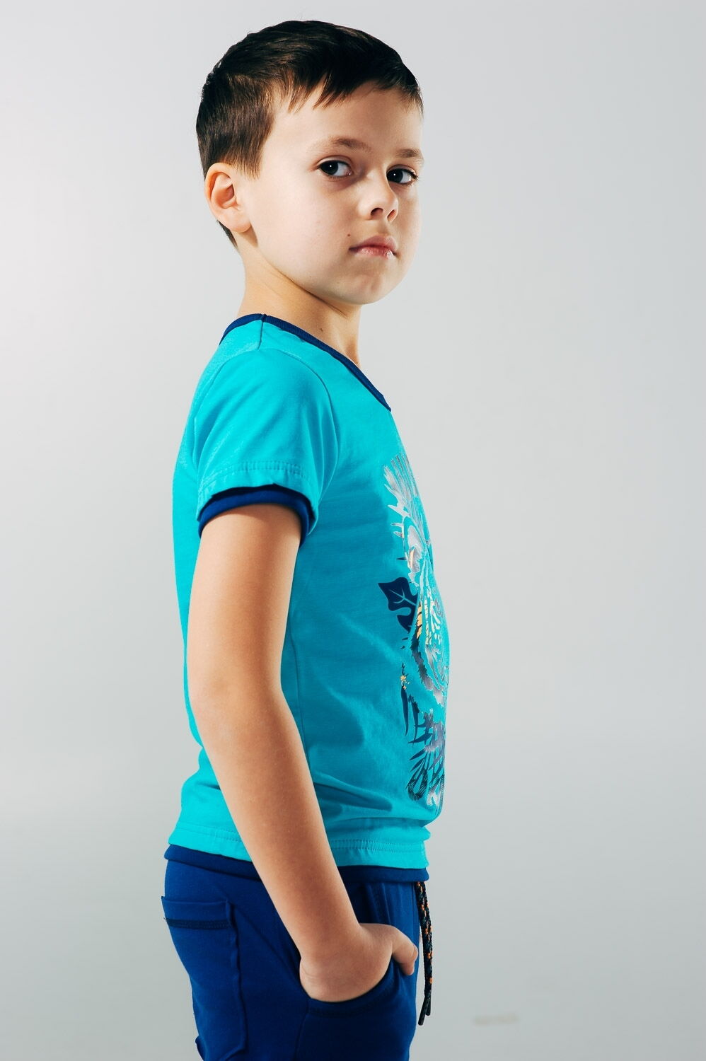 Футболка для мальчика SMIL Мечтатели бирюзовая 110491 - размеры