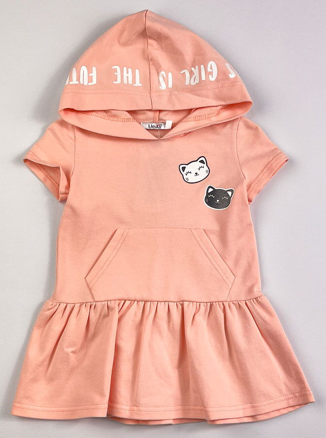 Трикотажное платье для девочки Mevis пудра 3736-01 - фото