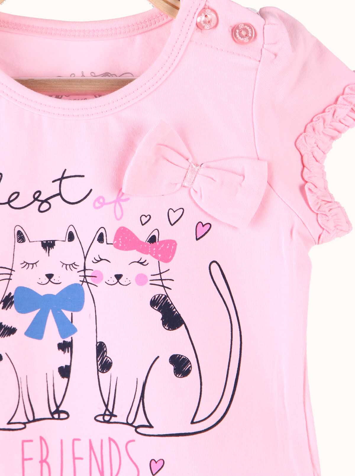 Футболка для девочки Breeze Котики розовая 14263 - фото