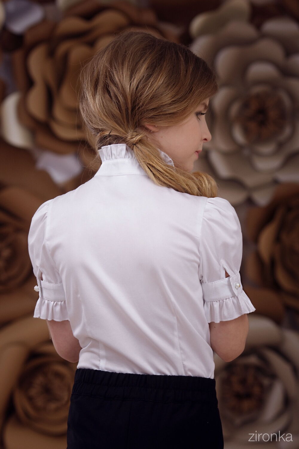 Блузка школьная с коротким рукавом Zironka белая 3661-1 - фотография