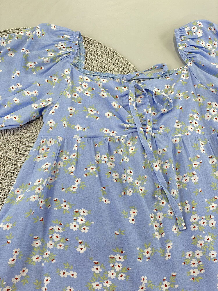 Летнее платье для девочки Mevis Цветочки голубое 4905-02 - купить