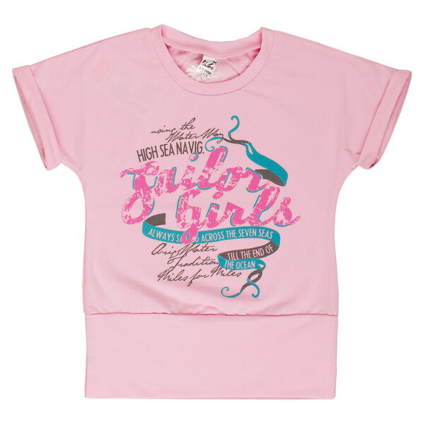 Футболка для девочки Valeri tex Sailor Girls розовая 1808-55-242 - фото
