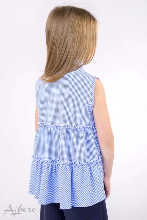 Блузка с коротким рукавом для девочки Albero голубая 5087 - фото