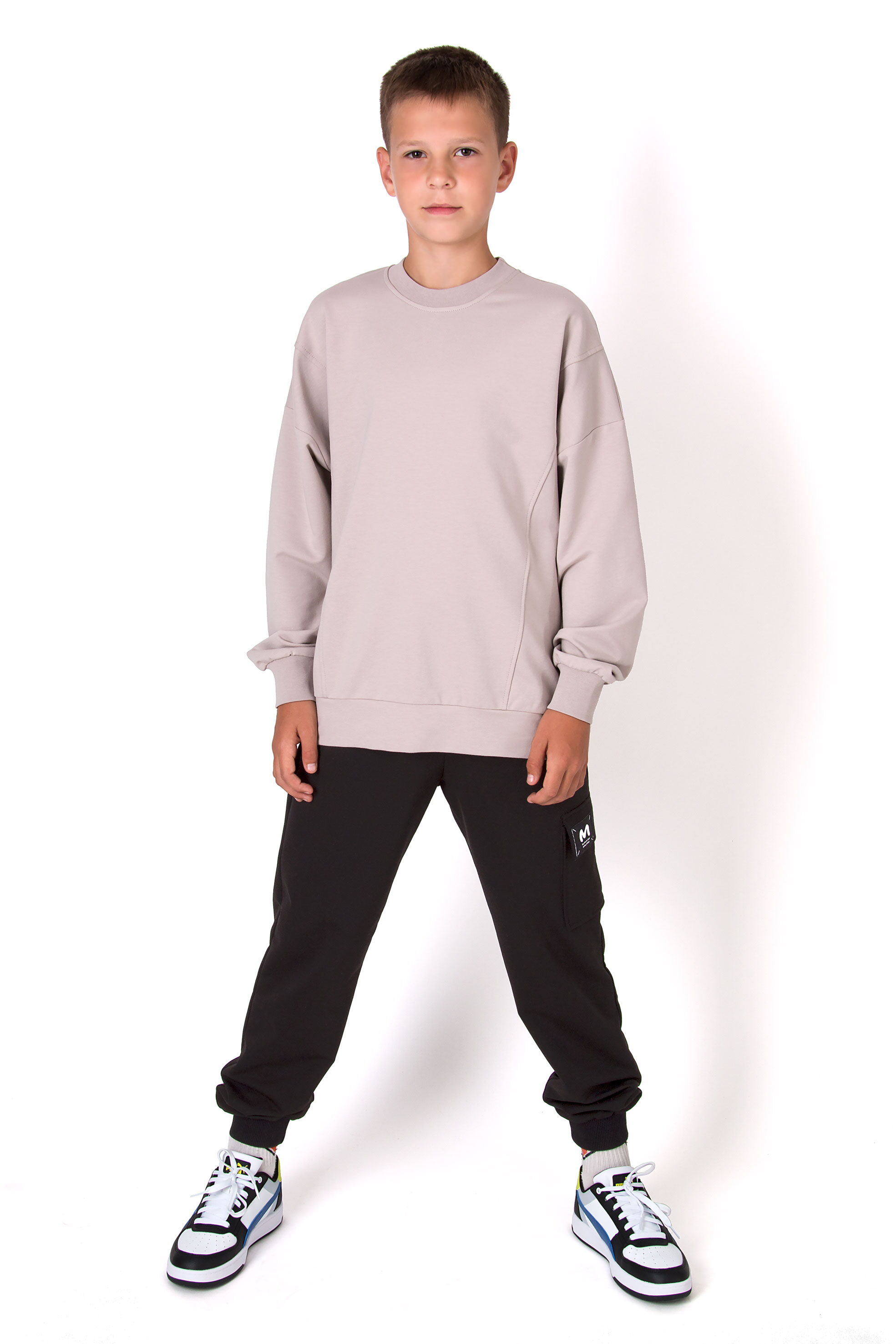 Базовый детский свитшот Mevis серый 5262-04 - фотография