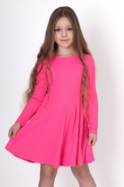 Платье в рубчик для девочки Mevis розовый неон 4934-01 - цена