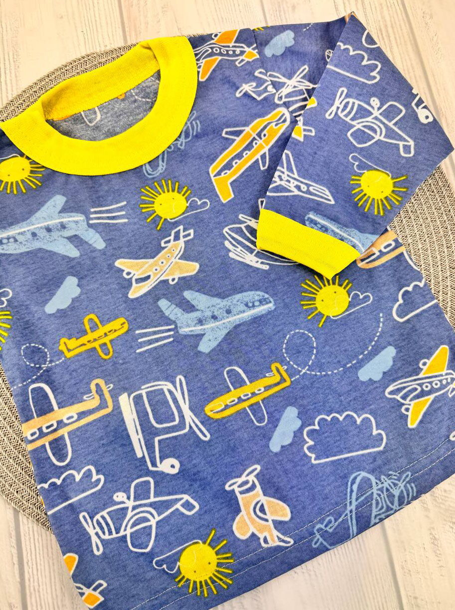 Пижама для мальчика Самолетики синяя 5303 - фото