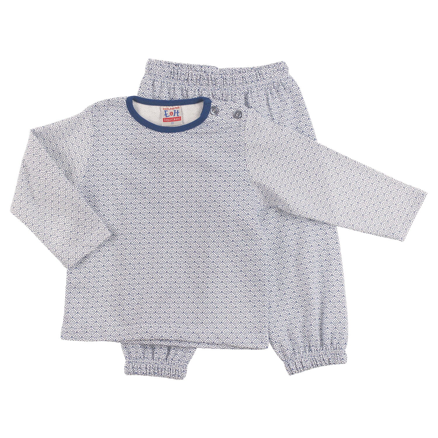 Пижама для мальчика белая с синим абстрактом 8382 - цена