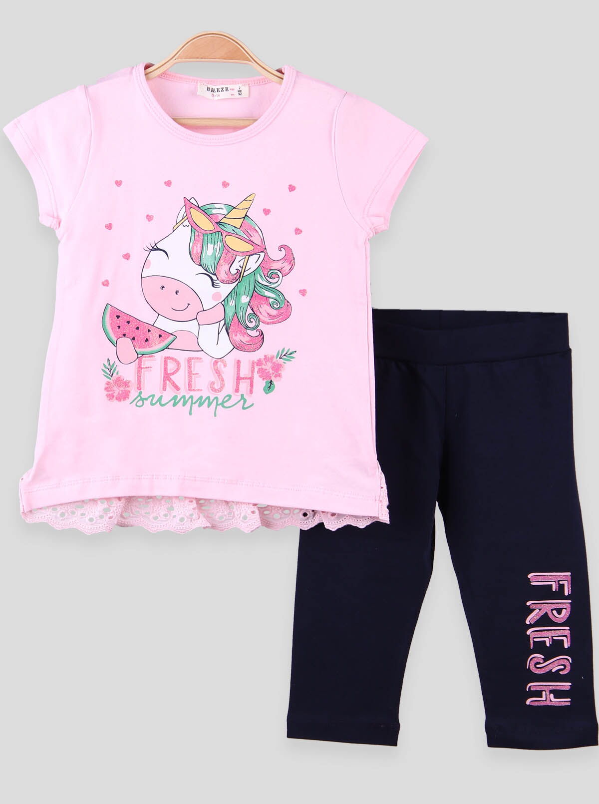 Комплект футболка и бриджи для девочки Breeze Единорог розовый 13741 - цена