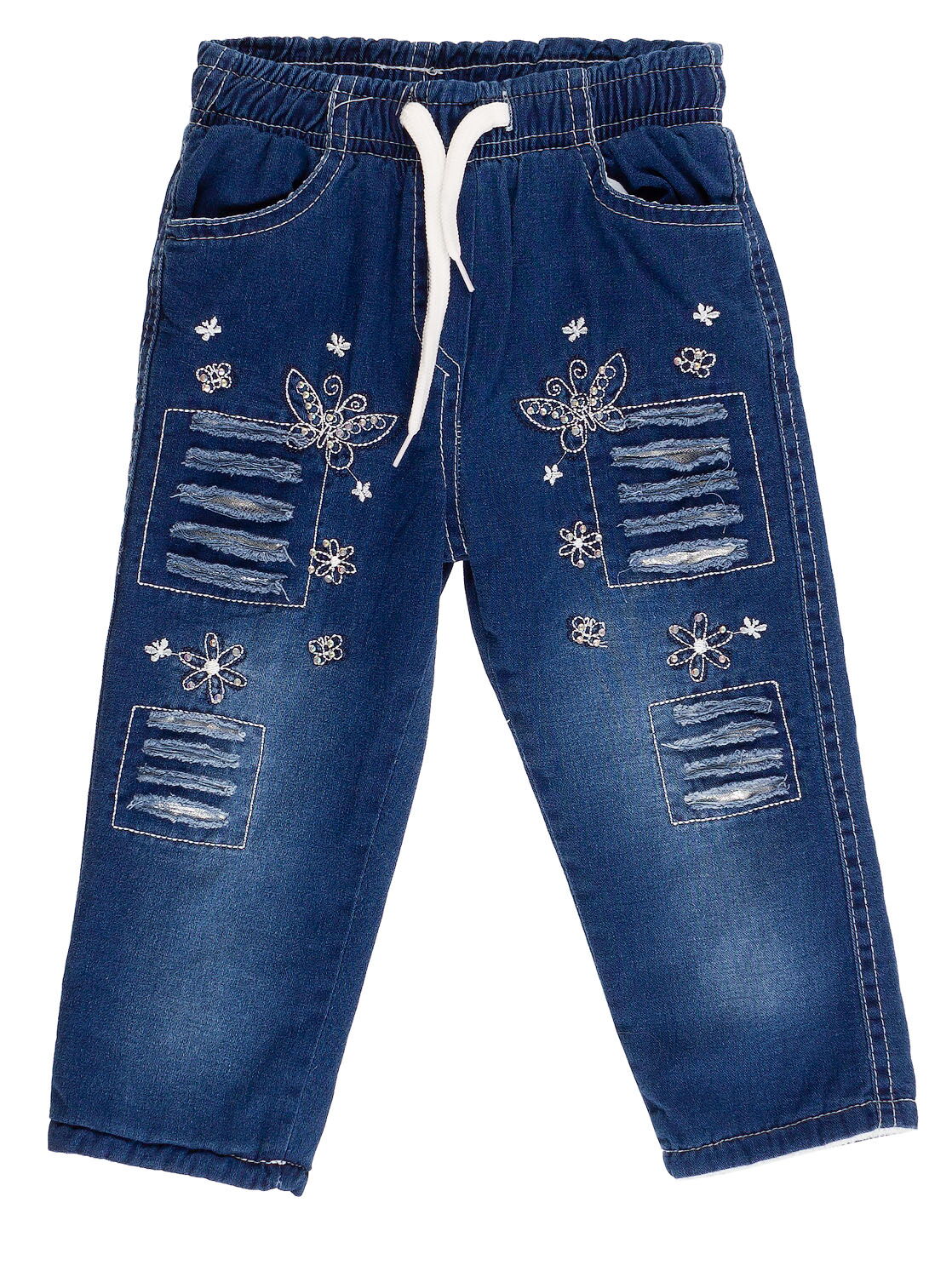 Штаны утепленные для девочки Бабочки джинс - цена