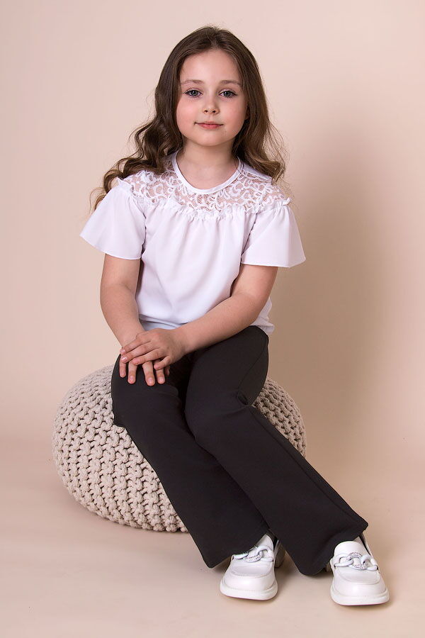 Блузка для девочки Mevis белая 5101-02 - размеры