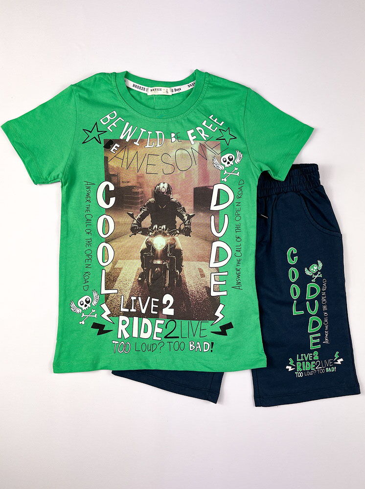 Комплект футболка и шорты для мальчика Breeze Cool Dude зеленый 15397 - цена