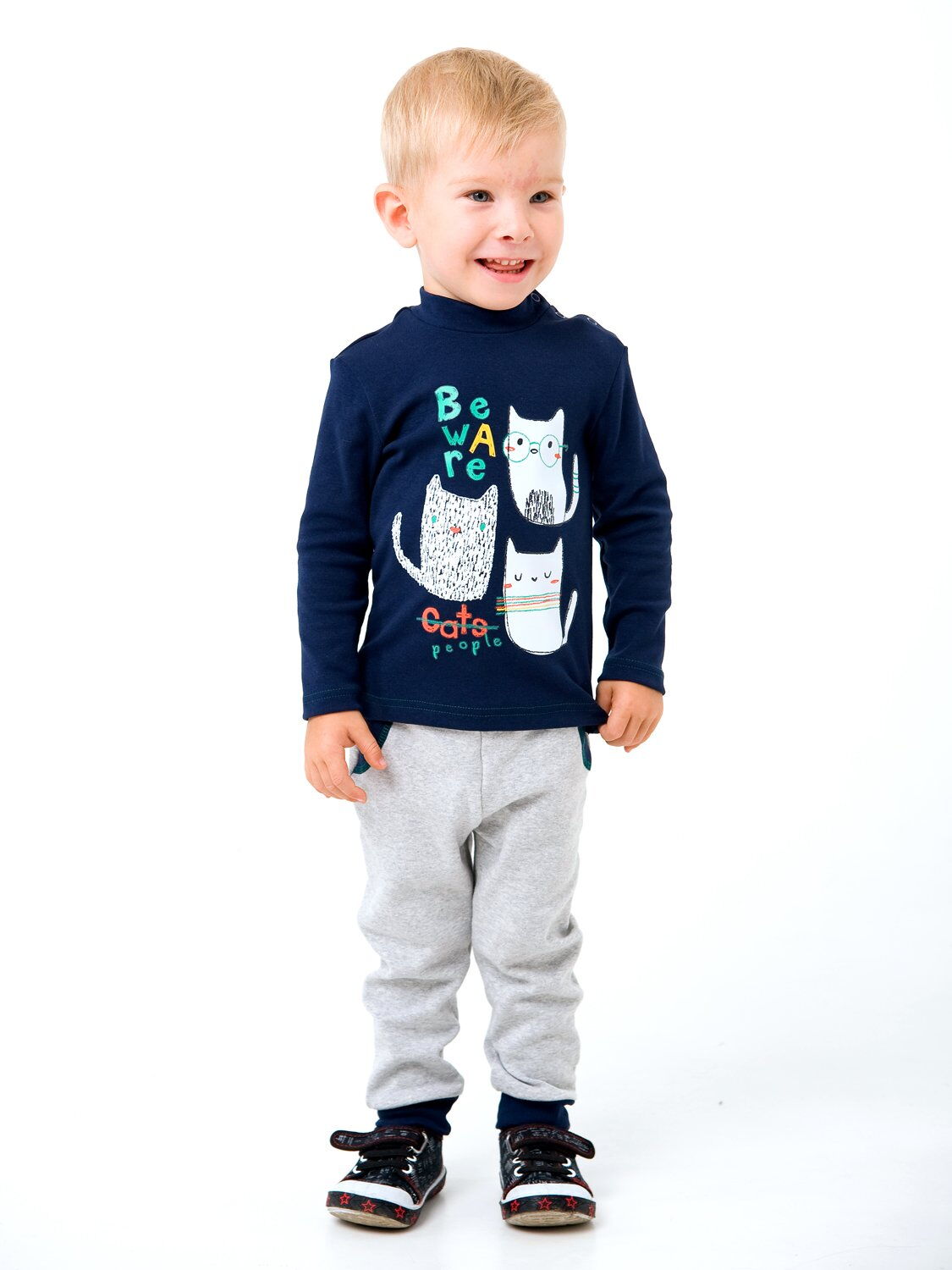 Трикотажные штанишки для мальчика Smil серые 115383 - цена