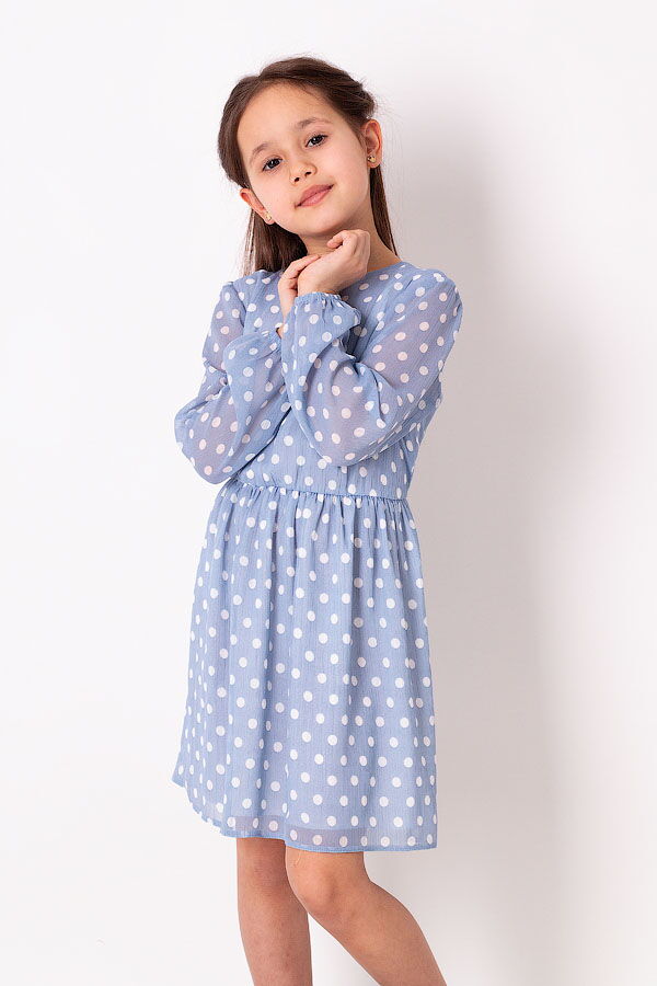 Платье в горошек для девочки Mevis голубое 3908-01 - цена