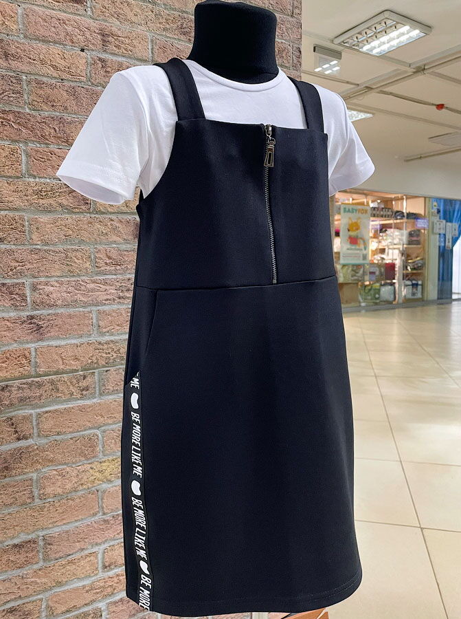 Школьный сарафан для девочки Mevis черный 3635-02 - фото