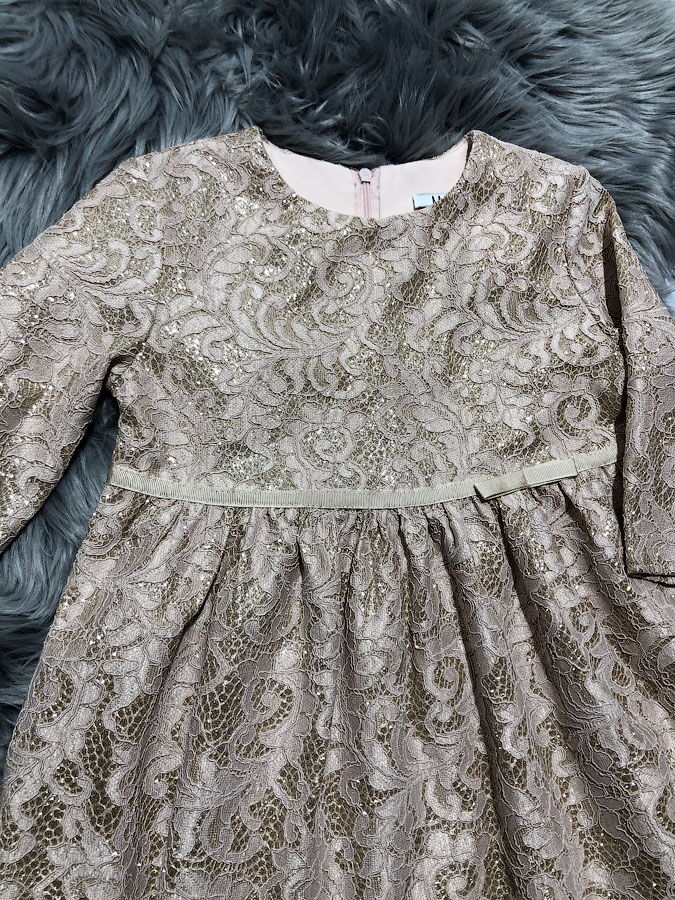 Нарядное платье для девочки Mevis бежевое 3131-01 - фото