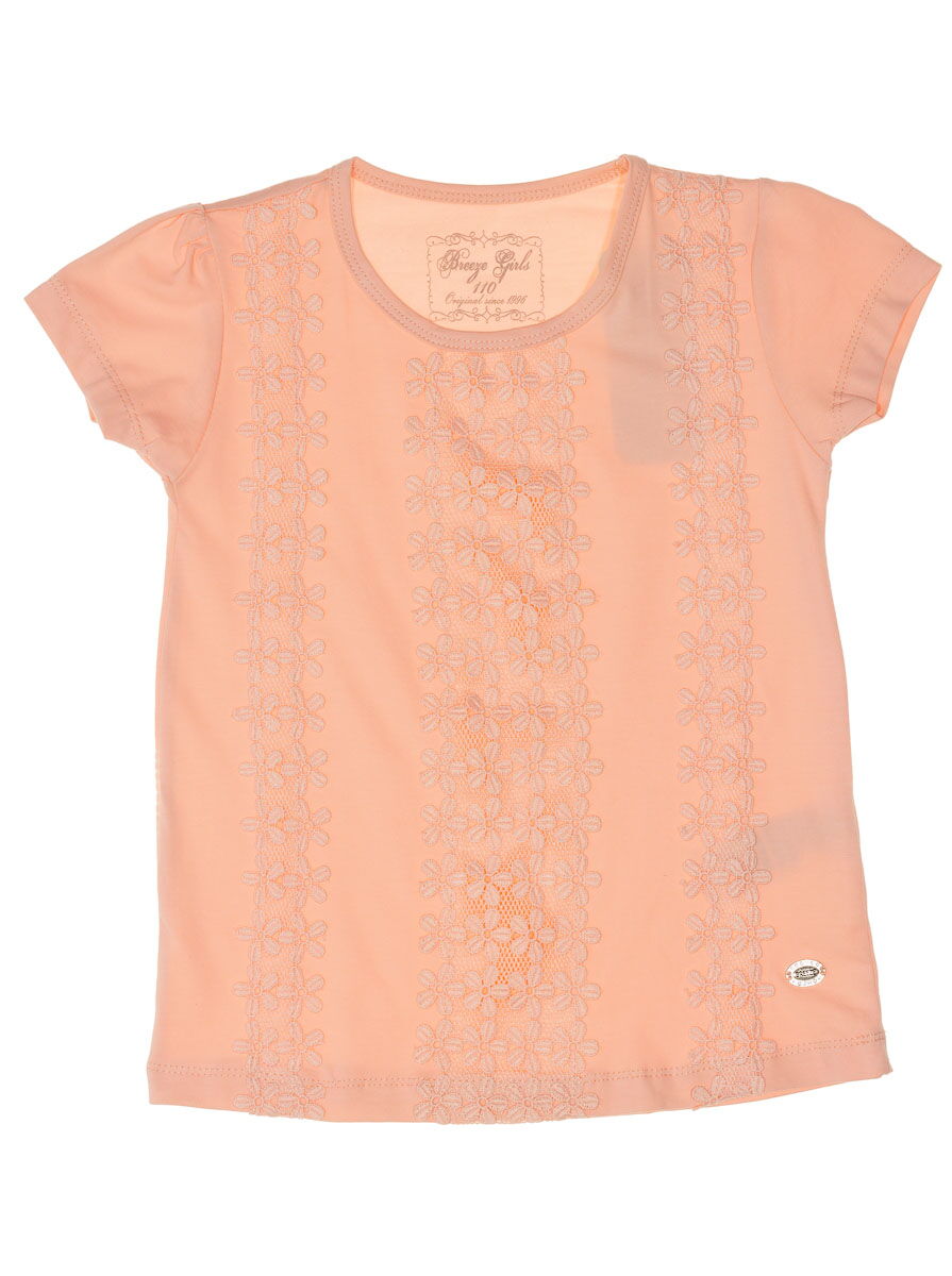 Нарядная футболка для девочки Breeze персиковая 14536 - фото