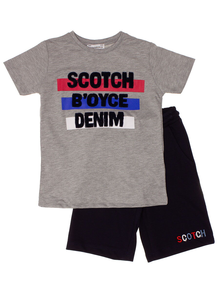 Комплект для мальчика футболка и шорты Scotch серый 20225 - фото